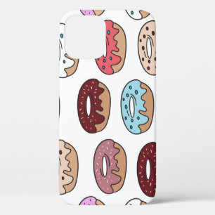 Doodle Multi-Coloured Doughnuts Background. iPhone 12 Case