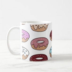 Doodle Multi-Coloured Doughnuts Background. Coffee Mug