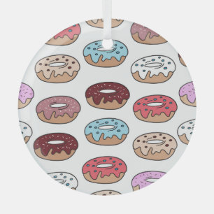 Doodle Multi-Coloured Doughnuts Background. Glass Tree Decoration