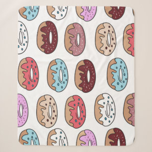 Doodle Multi-Coloured Doughnuts Background. Sherpa Blanket