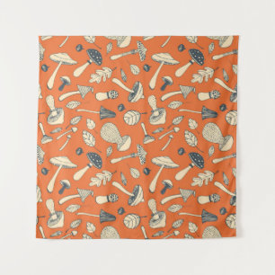 Doodle Mushroom Vintage Seamless Wallpaper Tapestry