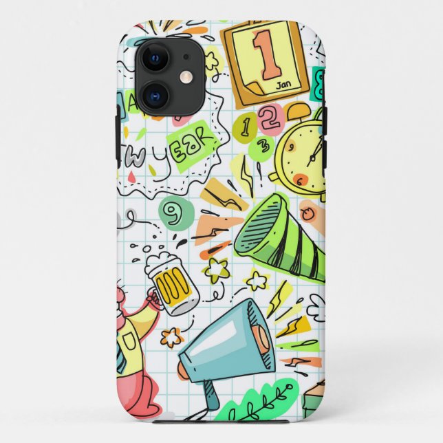 doodle new year party celebration Case-Mate iPhone case (Back)