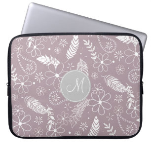 doodle paislies feathers flowers lilac ANY color Laptop Sleeve