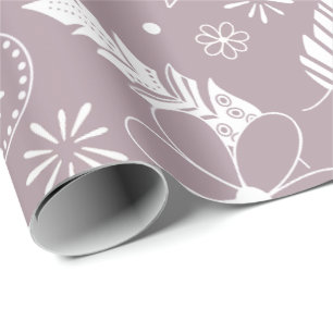 doodle paislies feathers flowers lilac ANY colour Wrapping Paper