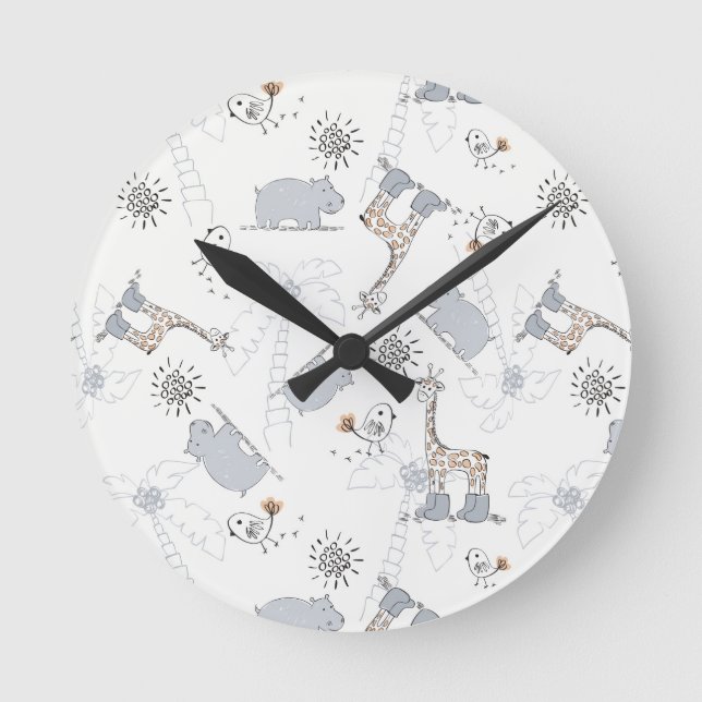 doodle pattern 2 round clock (Front)