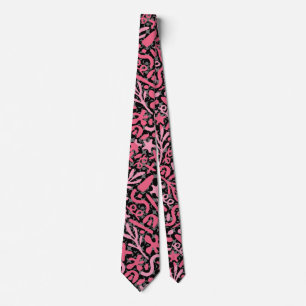 Doodle Pattern in Pink.01.w Black BG Tie