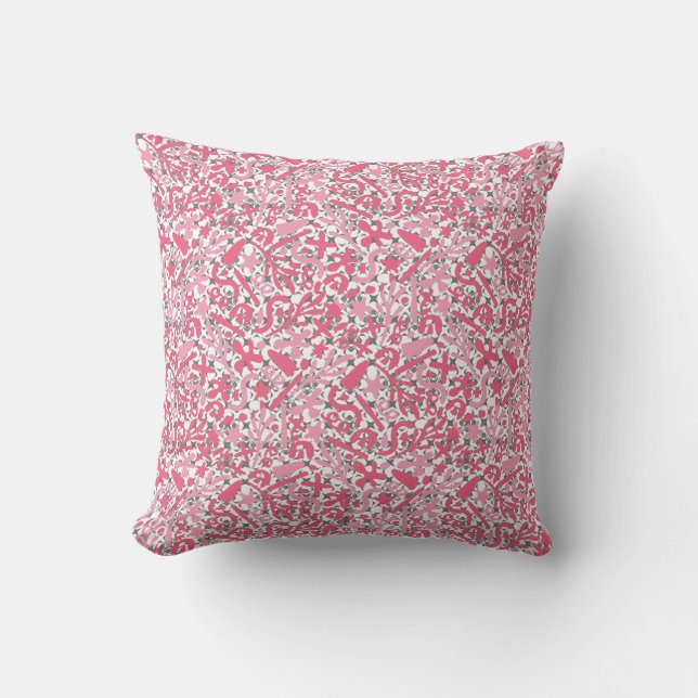 Doodle Pattern in Pink.01.w White BG Cushion (Front)