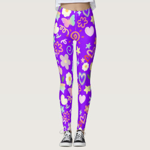 Doodle pattern pastel shade B Purple BG Leggings