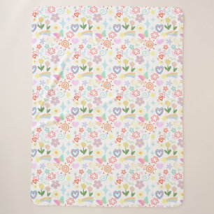 Doodle pattern pastel shade sherpa blanket