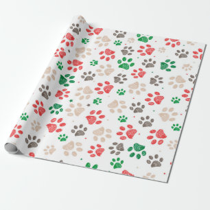 Doodle paw prints Christmas  Wrapping Paper