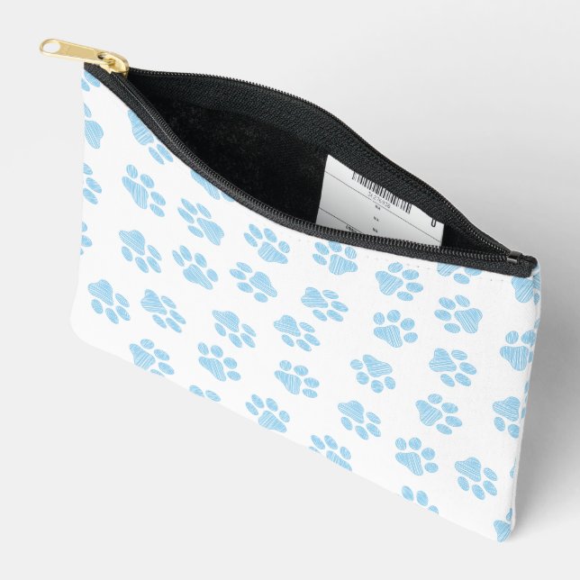 Doodle Paws, Dog Paws, Baby Blue Paws Accessory Pouch (Open)