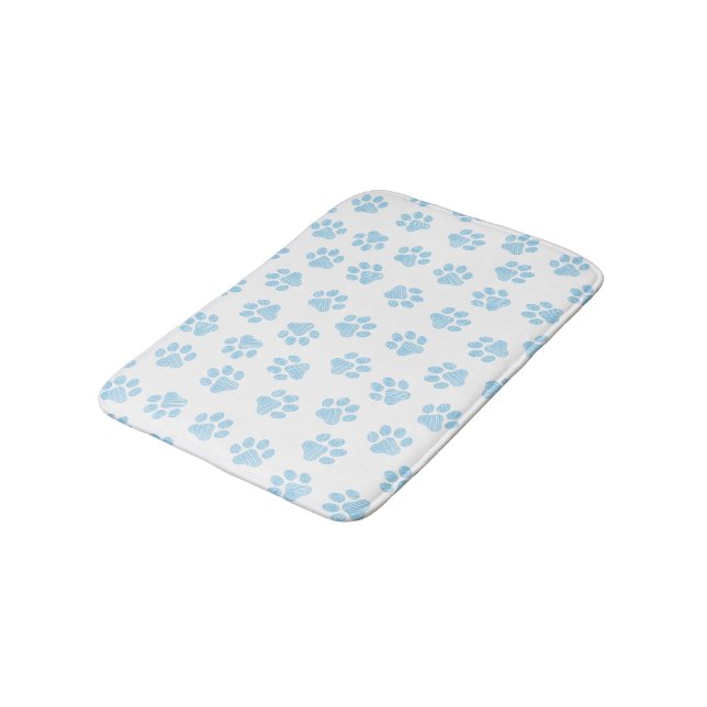 Doodle Paws, Dog Paws, Baby Blue Paws Bath Mat (Angled)