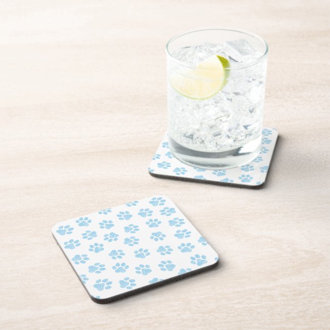 Doodle Paws, Dog Paws, Baby Blue Paws Coaster (Right Side)