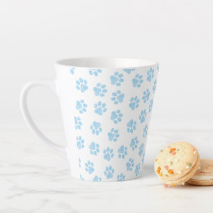 Doodle Paws, Dog Paws, Baby Blue Paws Latte Mug