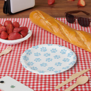 Doodle Paws, Dog Paws, Baby Blue Paws Paper Plate