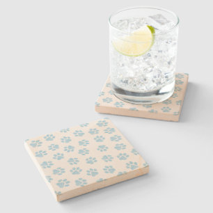 Doodle Paws, Dog Paws, Baby Blue Paws Stone Coaster