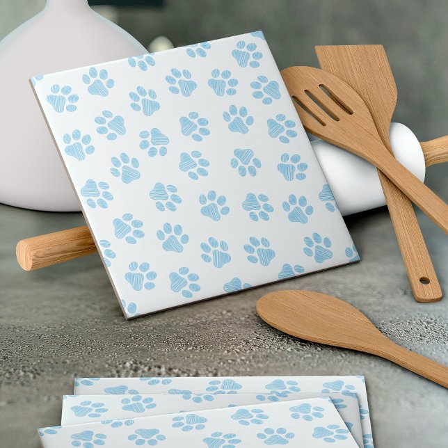 Doodle Paws, Dog Paws, Baby Blue Paws Tile (Creator Uploaded)