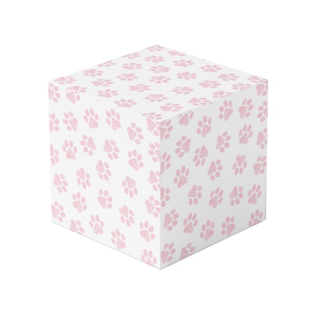 Doodle Paws, Dog Paws, Baby Pink Paws Cube (Front Angled)