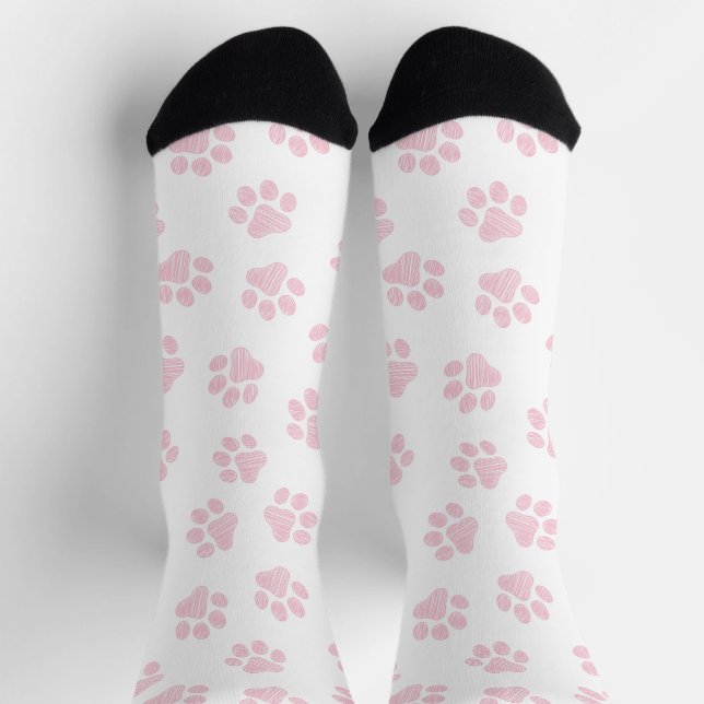 Doodle Paws, Dog Paws, Baby Pink Paws Socks (Top)
