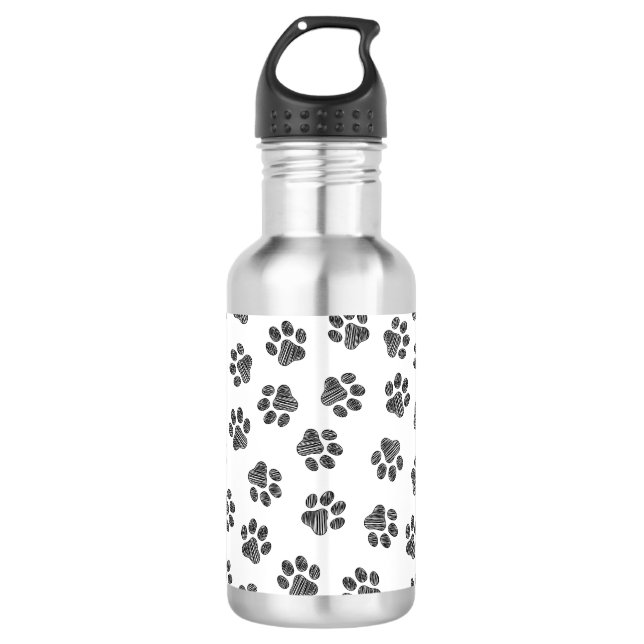 Doodle Paws, Dog Paws, Black Paws 532 Ml Water Bottle (Front)