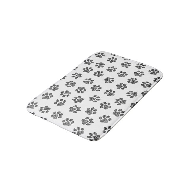 Doodle Paws, Dog Paws, Black Paws Bath Mat (Angled)