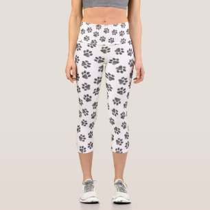 Doodle Paws, Dog Paws, Black Paws Capri Leggings