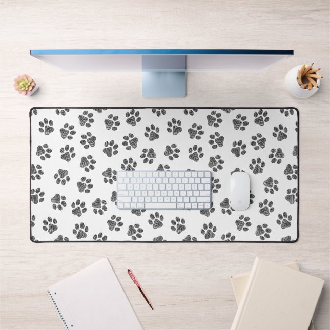 Doodle Paws, Dog Paws, Black Paws Desk Mat (Office 1)