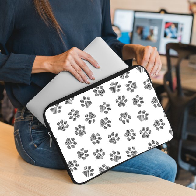 Doodle Paws, Dog Paws, Black Paws Laptop Sleeve (Creator Uploaded)