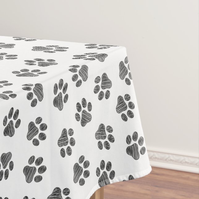 Doodle Paws, Dog Paws, Black Paws Tablecloth (In Situ)