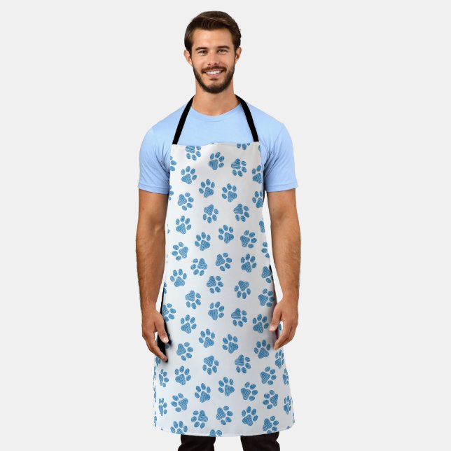 Doodle Paws, Dog Paws, Blue Paws Apron (Worn)