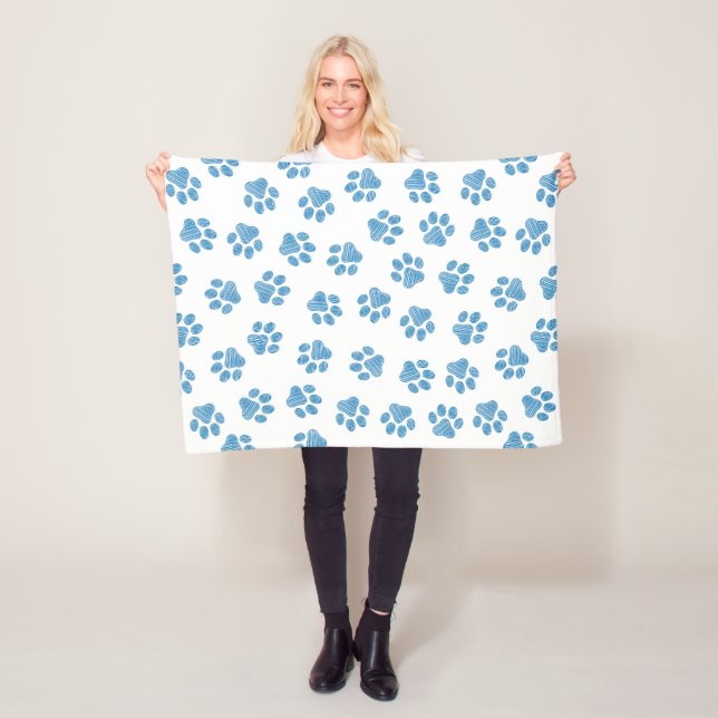 Doodle Paws, Dog Paws, Blue Paws Fleece Blanket (In Situ)