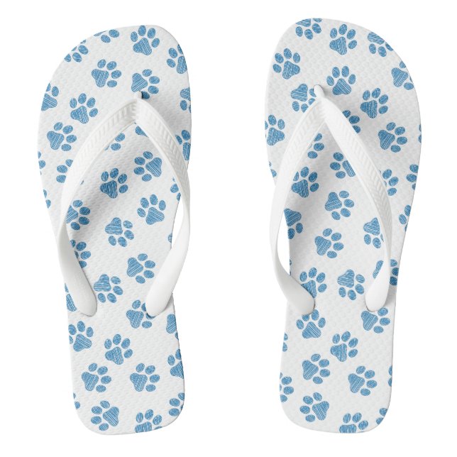 Doodle Paws, Dog Paws, Blue Paws Flip Flops (Footbed)