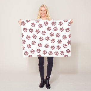 Doodle Paws, Dog Paws, Burgundy Paws Fleece Blanket