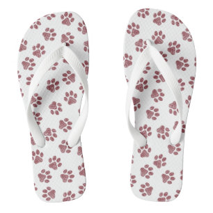 Doodle Paws, Dog Paws, Burgundy Paws Flip Flops