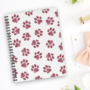 Doodle Paws, Dog Paws, Burgundy Paws Notebook