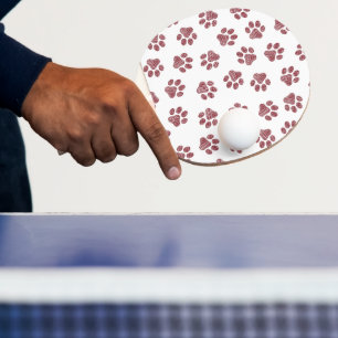 Doodle Paws, Dog Paws, Burgundy Paws Ping Pong Paddle