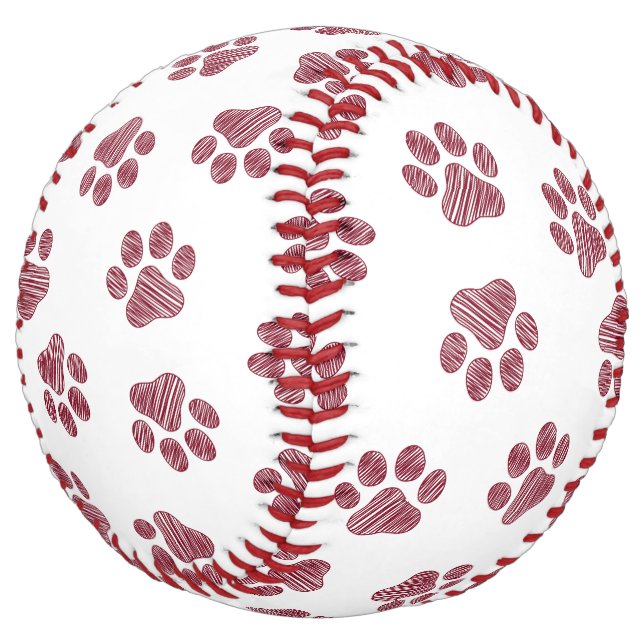 Doodle Paws, Dog Paws, Burgundy Paws Softball (Angled)