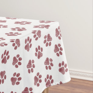 Doodle Paws, Dog Paws, Burgundy Paws Tablecloth