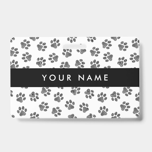 Doodle Paws, Dog Paws, Cat Paws, Black Paws ID Badge (Front)