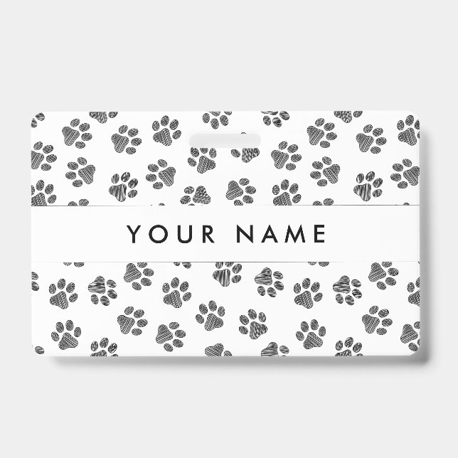Doodle Paws, Dog Paws, Cat Paws, Black Paws ID Badge (Front)