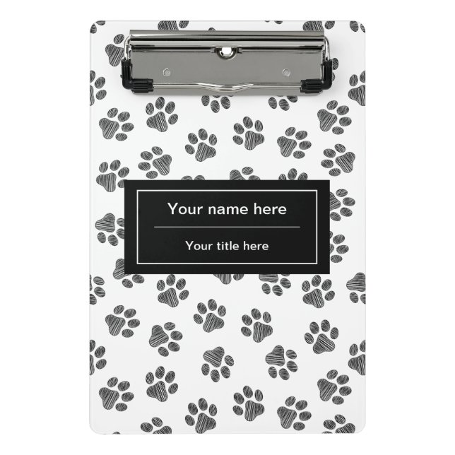 Doodle Paws, Dog Paws, Cat Paws, Black Paws Mini Clipboard (Front)