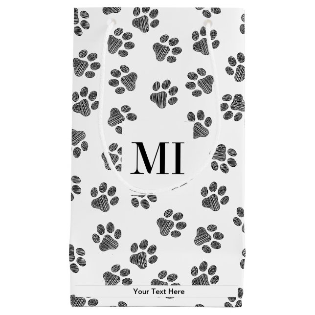 Doodle Paws, Dog Paws, Cat Paws, Black Paws Small Gift Bag (Front)
