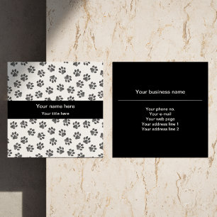 Doodle Paws, Dog Paws, Cat Paws, Black Paws Square Business Card