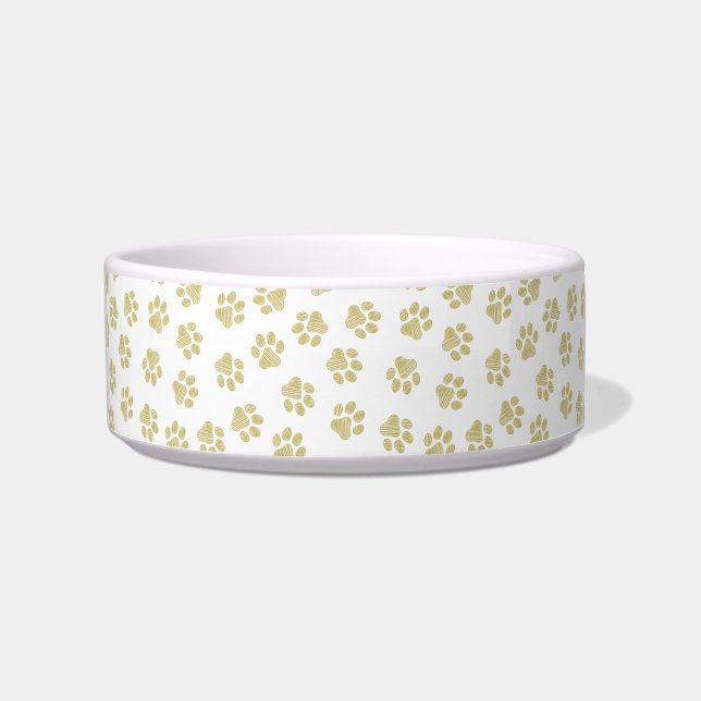 Doodle Paws, Dog Paws, Gold Paws Bowl (Front)