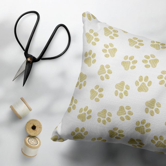 Doodle Paws, Dog Paws, Gold Paws Decorative Cushion (Creator Uploaded)