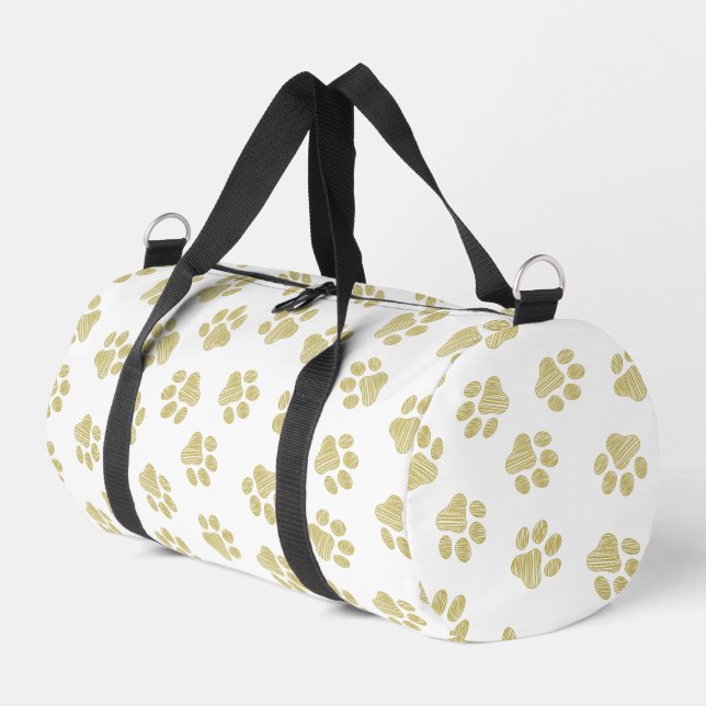 Doodle Paws, Dog Paws, Gold Paws Duffle Bag (Left Corner)