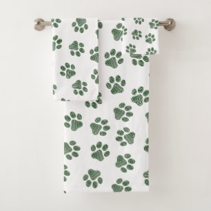 Doodle Paws, Dog Paws, Green Paws Bath Towel Set