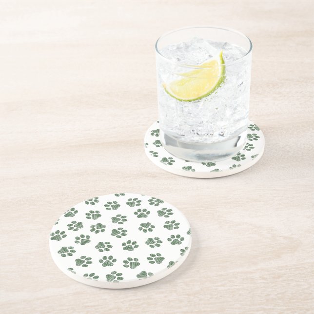 Doodle Paws, Dog Paws, Green Paws Coaster (Side)