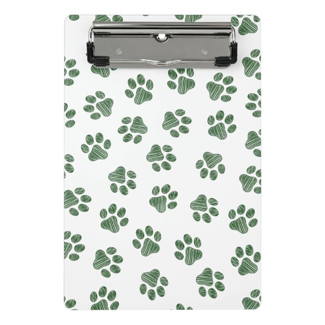 Doodle Paws, Dog Paws, Green Paws Mini Clipboard (Front)
