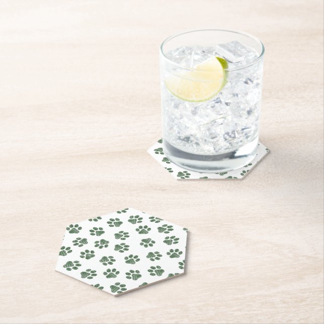 Doodle Paws, Dog Paws, Green Paws Paper Coaster (Insitu)